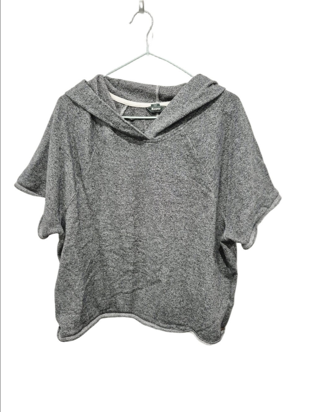 Roots Canada Salt & Pepper Short Sleeve Hooded Poncho Sweatshirt